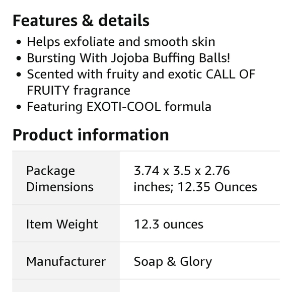 Soap & Glory Summer Scrubbin Call of Fruity Body Exfoliating Scrub Full Size NWT - Picture 4 of 8